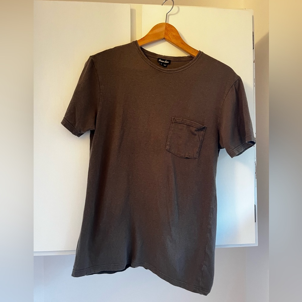 Steven Alan Army Green Textured Cotton Tee made in Japan